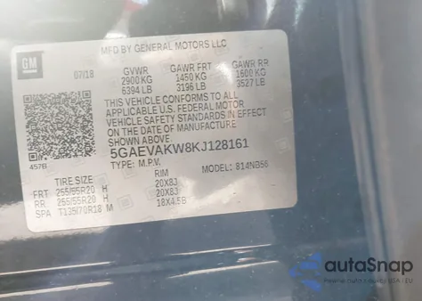 2019 Buick Enclave Awd Essence из США, поврежденный, VIN 5GAEVAKW8KJ128161